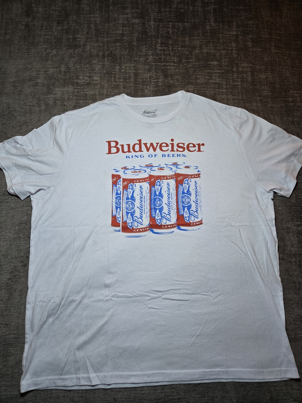 Budweiser The King Of Beers 6-pack White Graphic T-Shirt, Size XLT